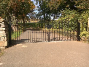 The completed installation of the wide gates