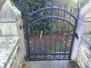 An ornate, custom made and installed metal gate